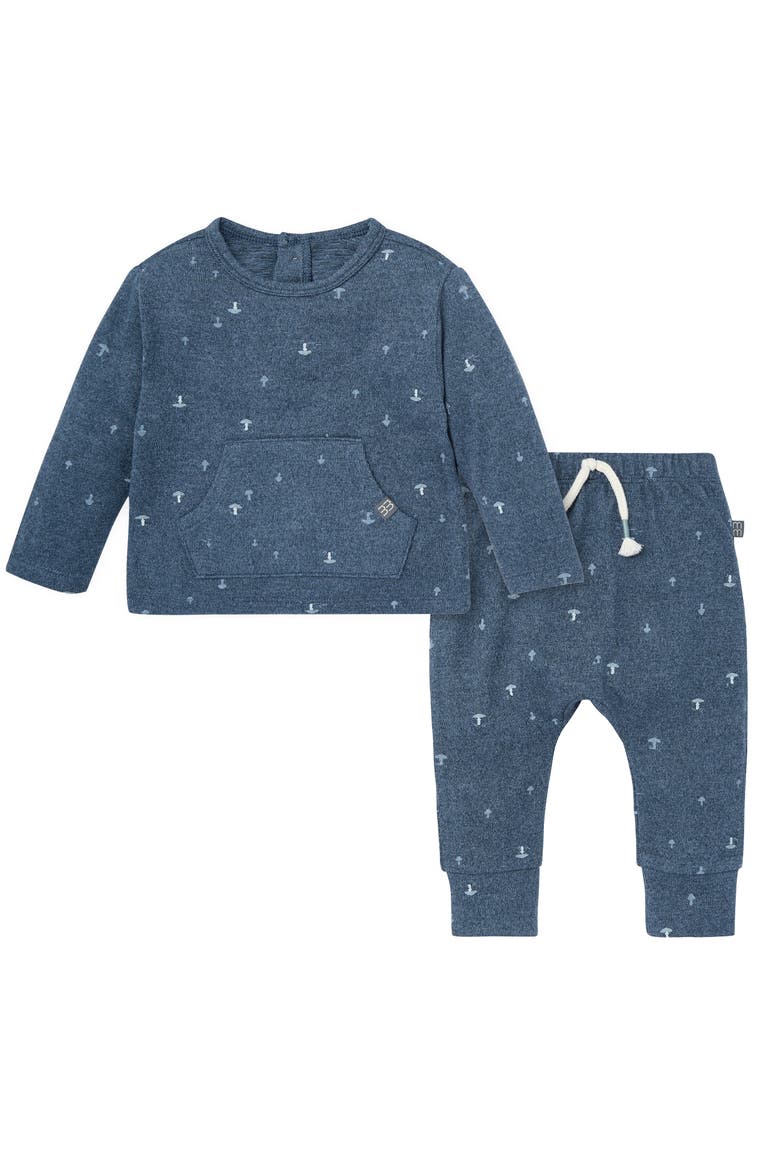 Brushed Hacci Top And Pant Set (baby), Main, color, Navy Mushroom