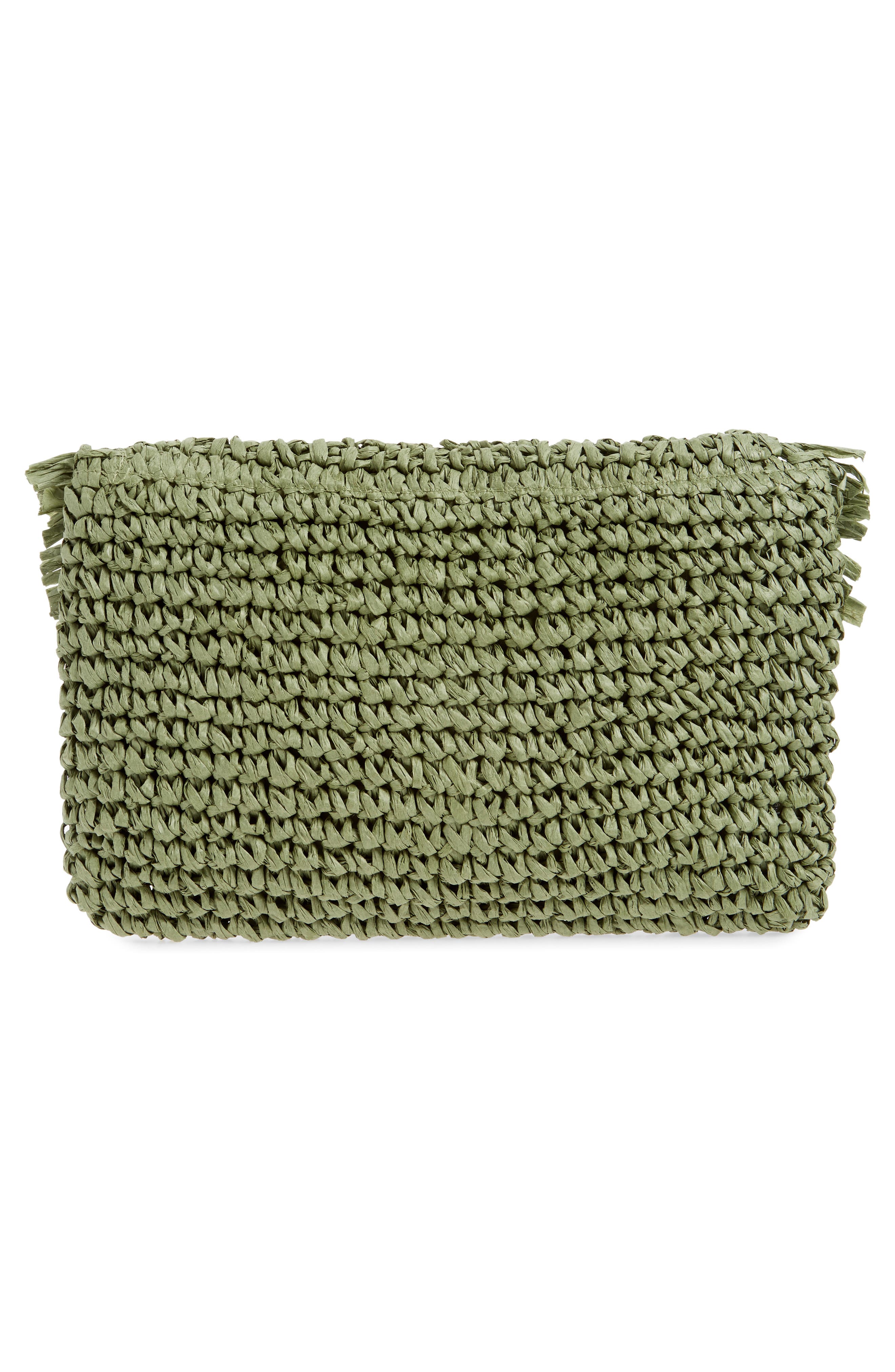 Clara Soft Straw Clutch, Alternate, color, GREEN HOPPER