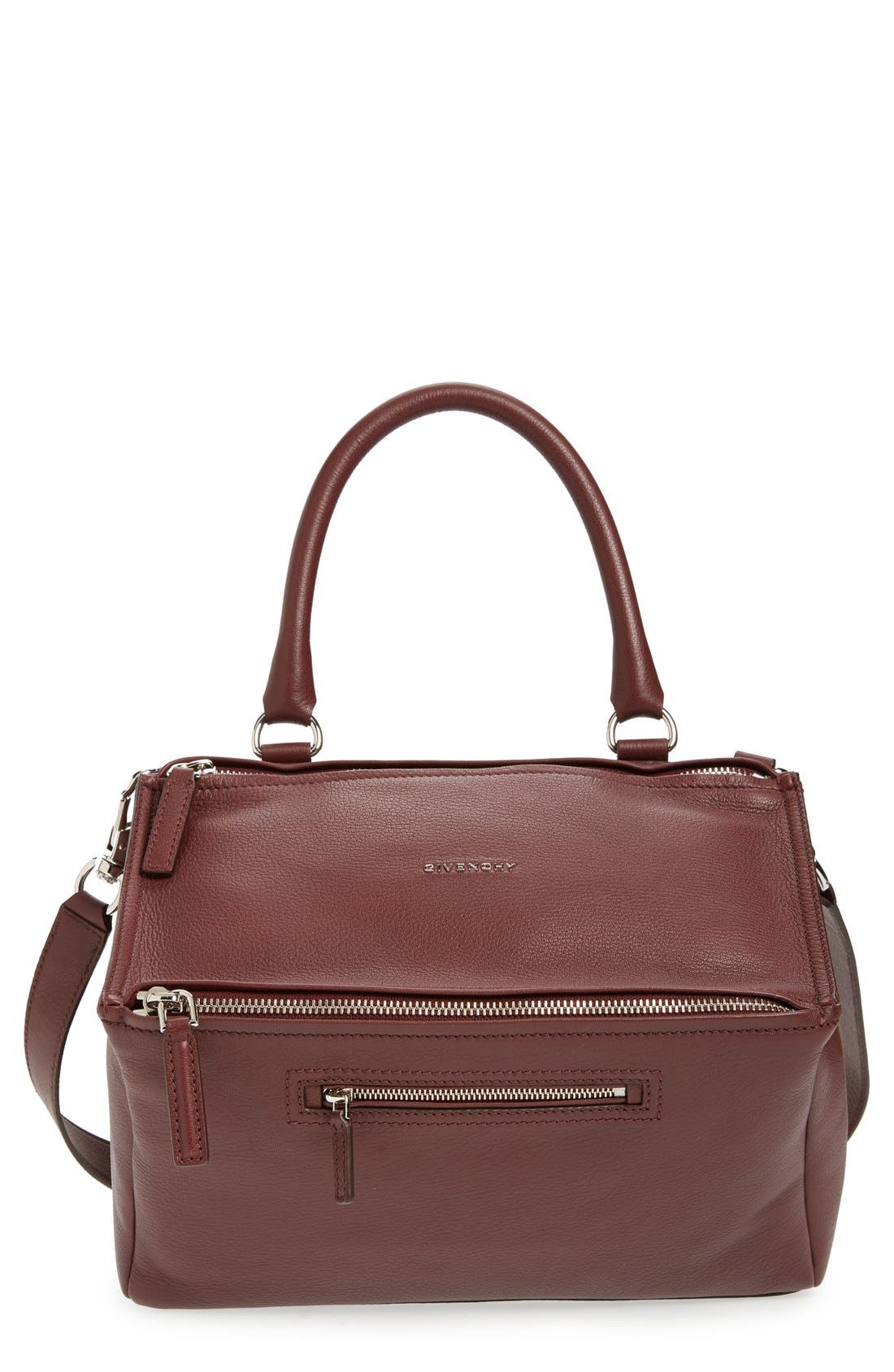 Medium Pandora Sugar Leather Satchel, Main, color, OXBLOOD RED  