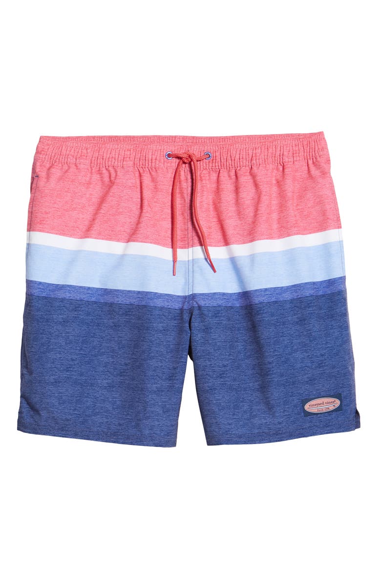 vineyard vines Deck Stripe Chappy Swim Trunks, Alternate, color, 