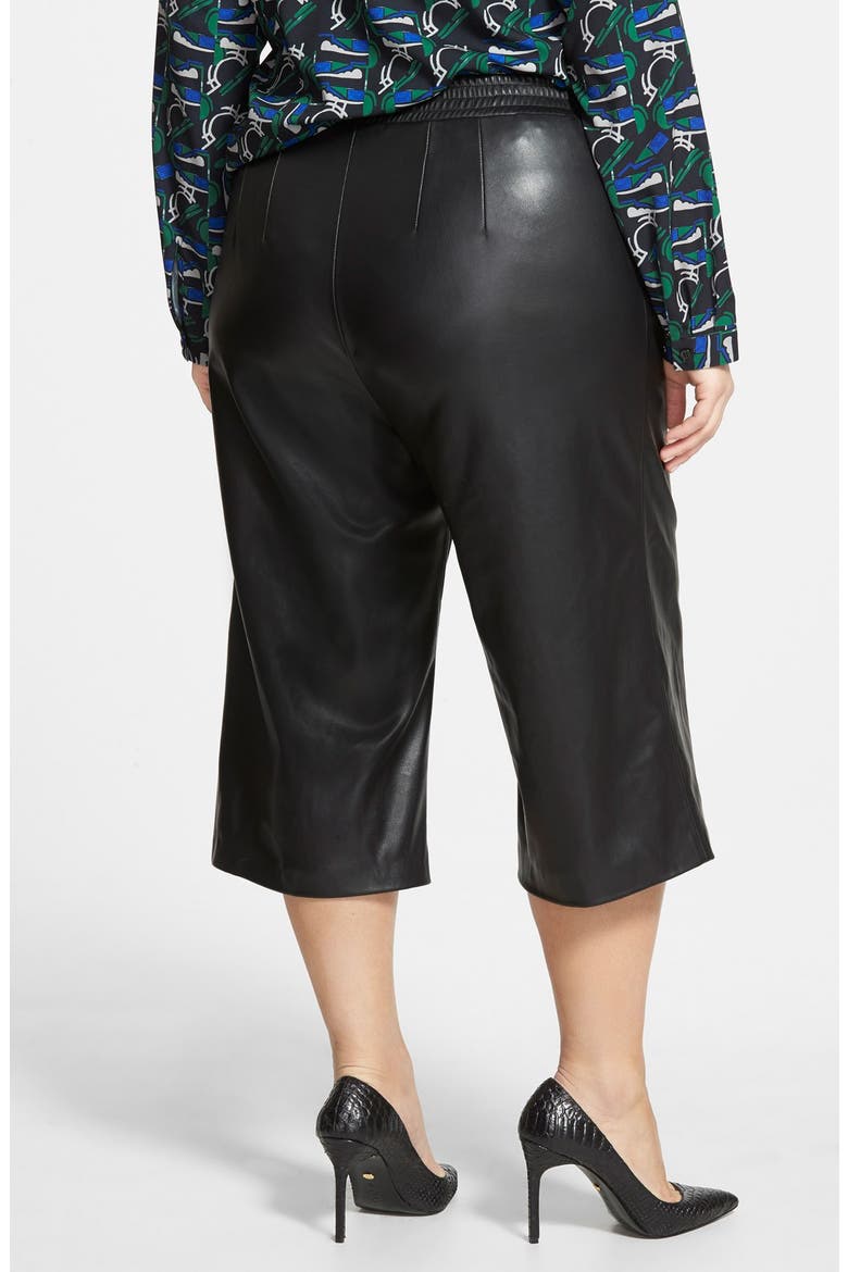 Studio Faux Leather Culottes, Alternate, color, BLACK