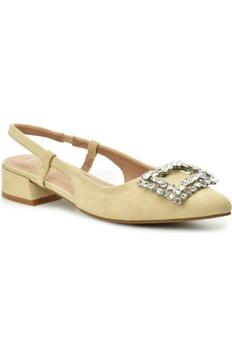 Nicole Miller Jewel Embellished Slingback Pump, Main, color, Beige Suede
