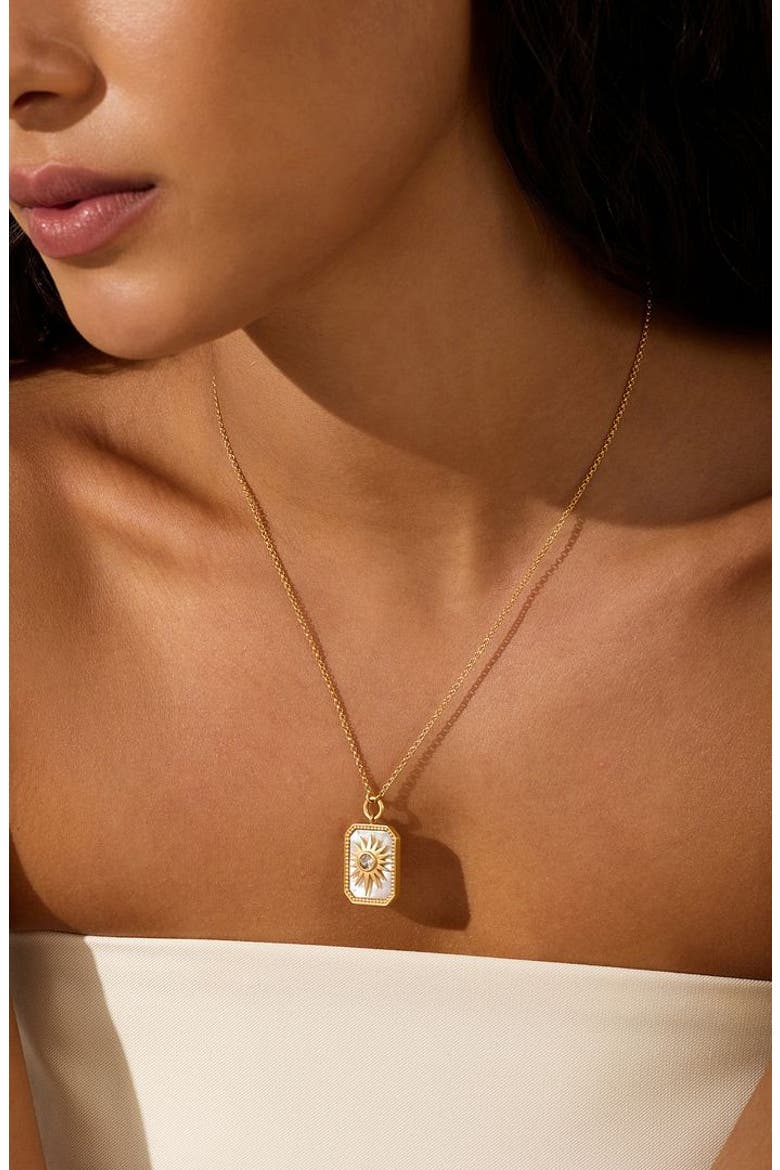 Returning Light Mother of Pearl Sun Necklace, Alternate, color, Gold