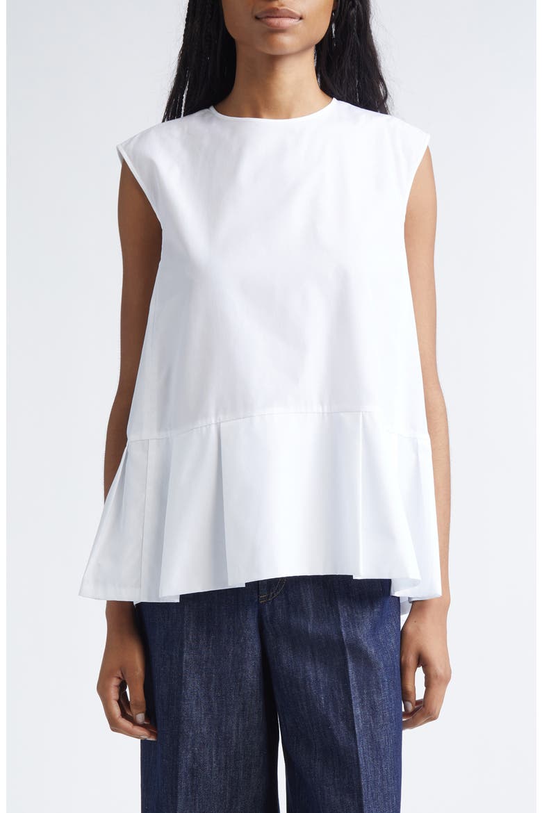 Brava Back Tie Poplin Peplum Top, Main, color, WHITE
