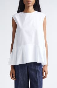 Max Mara Brava Back Tie Poplin Peplum Top