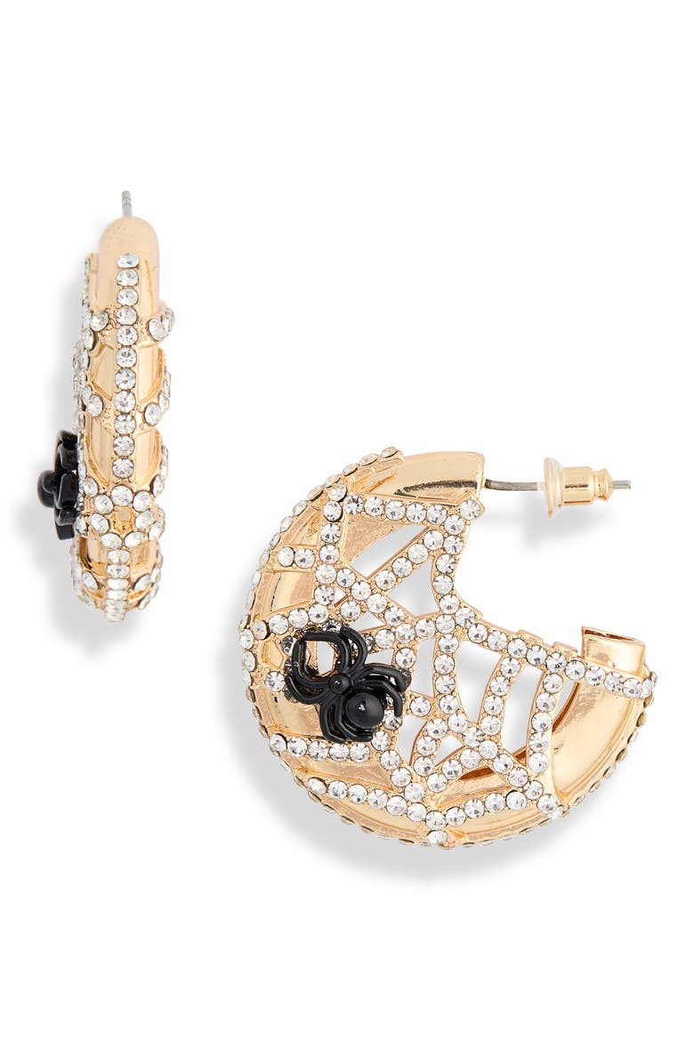 Spider Web Hoop Earrings, Alternate, color, CLEAR