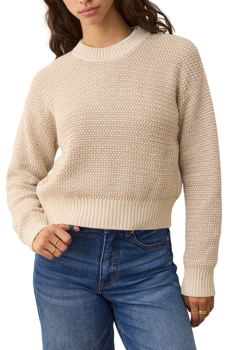 Marine Layer Robin Text Crewneck Sweater, Main, color, Almond