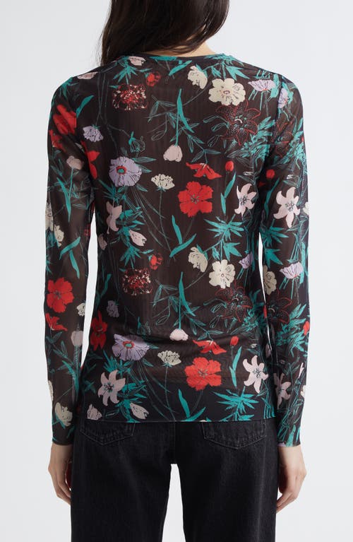 Marimekko Varitys Perenna Floral Jersey Top In Black