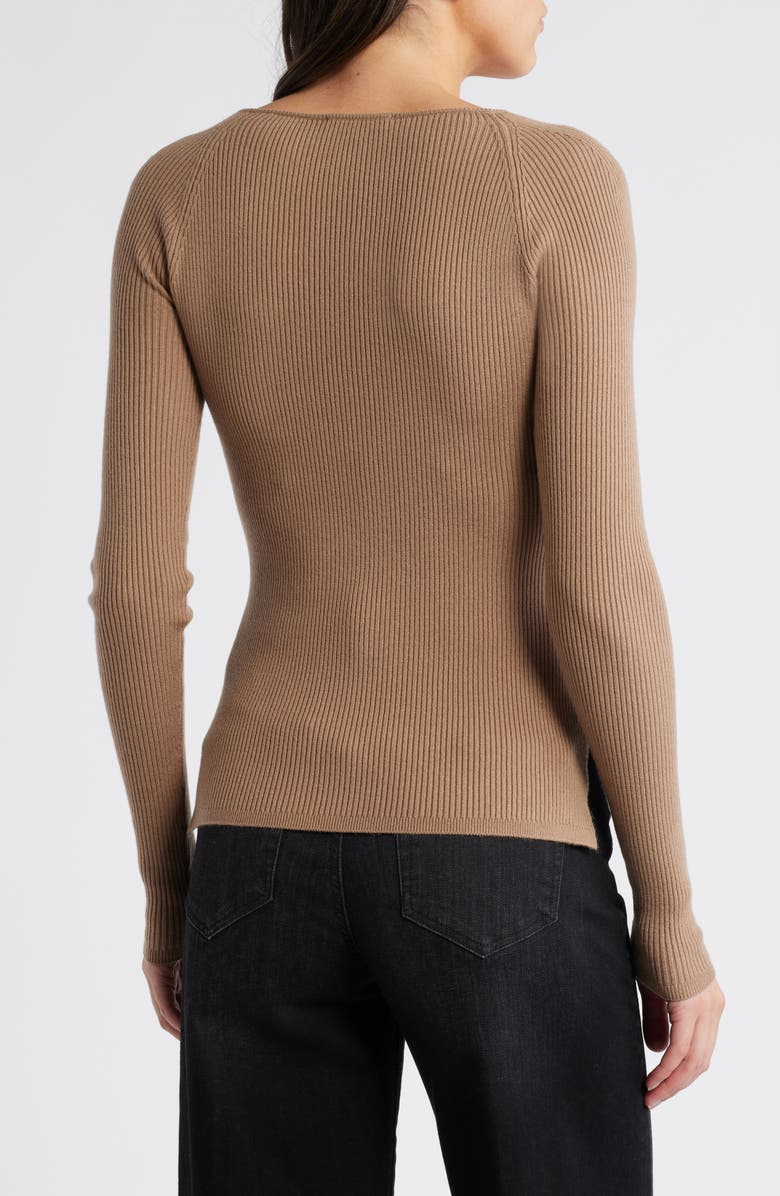 PAIGE Parvati Sweetheart Neck Rib Sweater, Alternate, color, Burntsugar