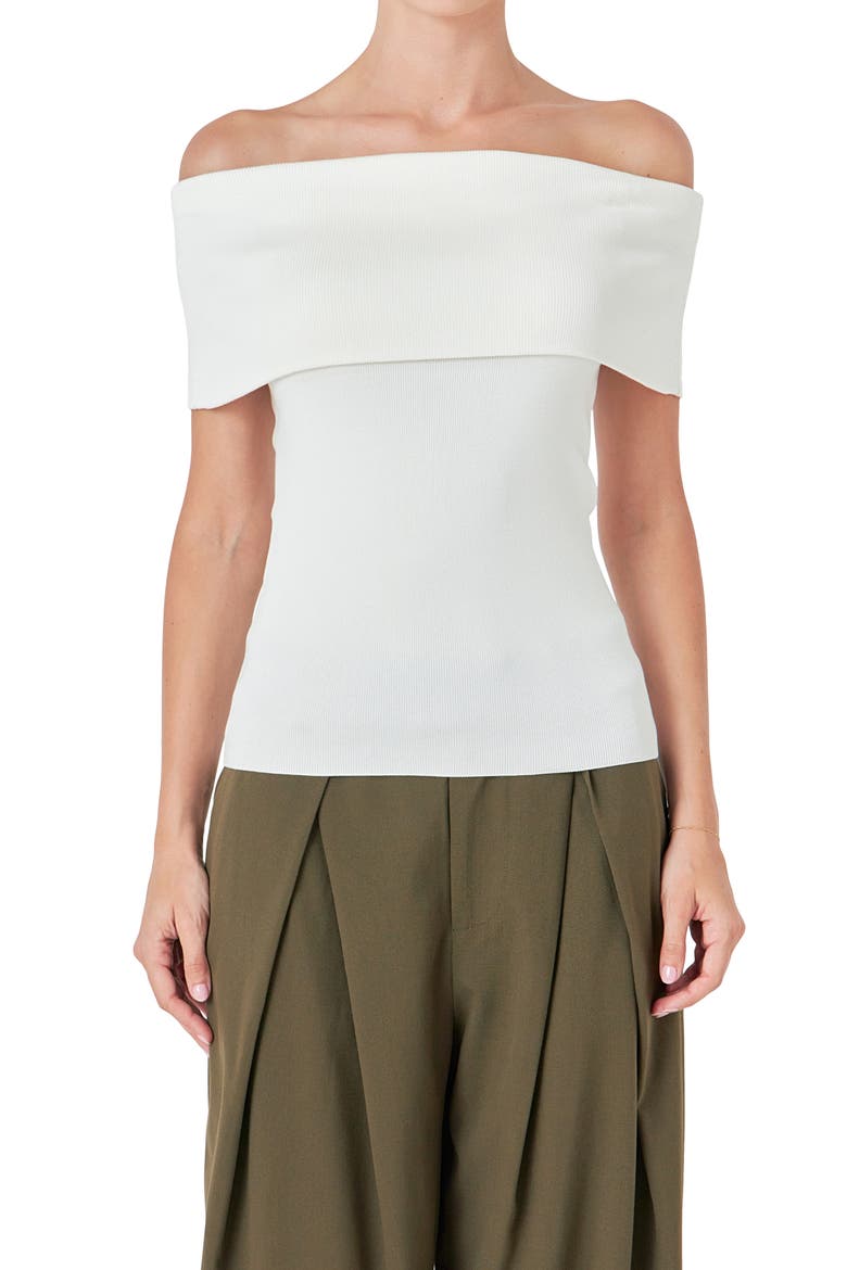 Off the Shoulder Knit Top, Alternate, color, IVORY