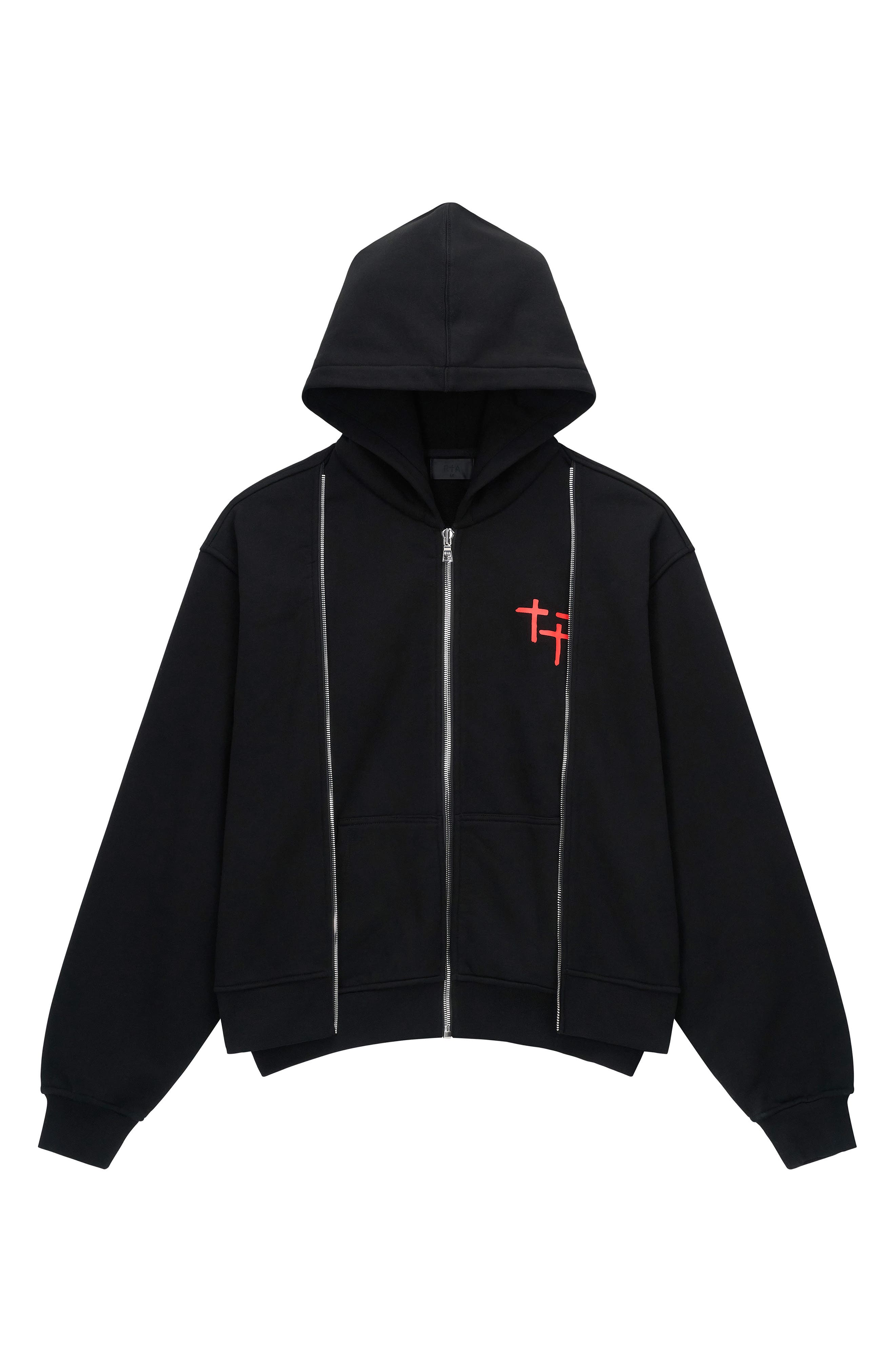 RtA Zev Distressed Digital Patch Zip Hoodie | Nordstrom