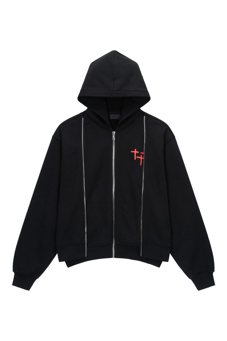 Ren Planetary Layered Zip Graphic Hoodie, Main, color, BLACK PLANETARY