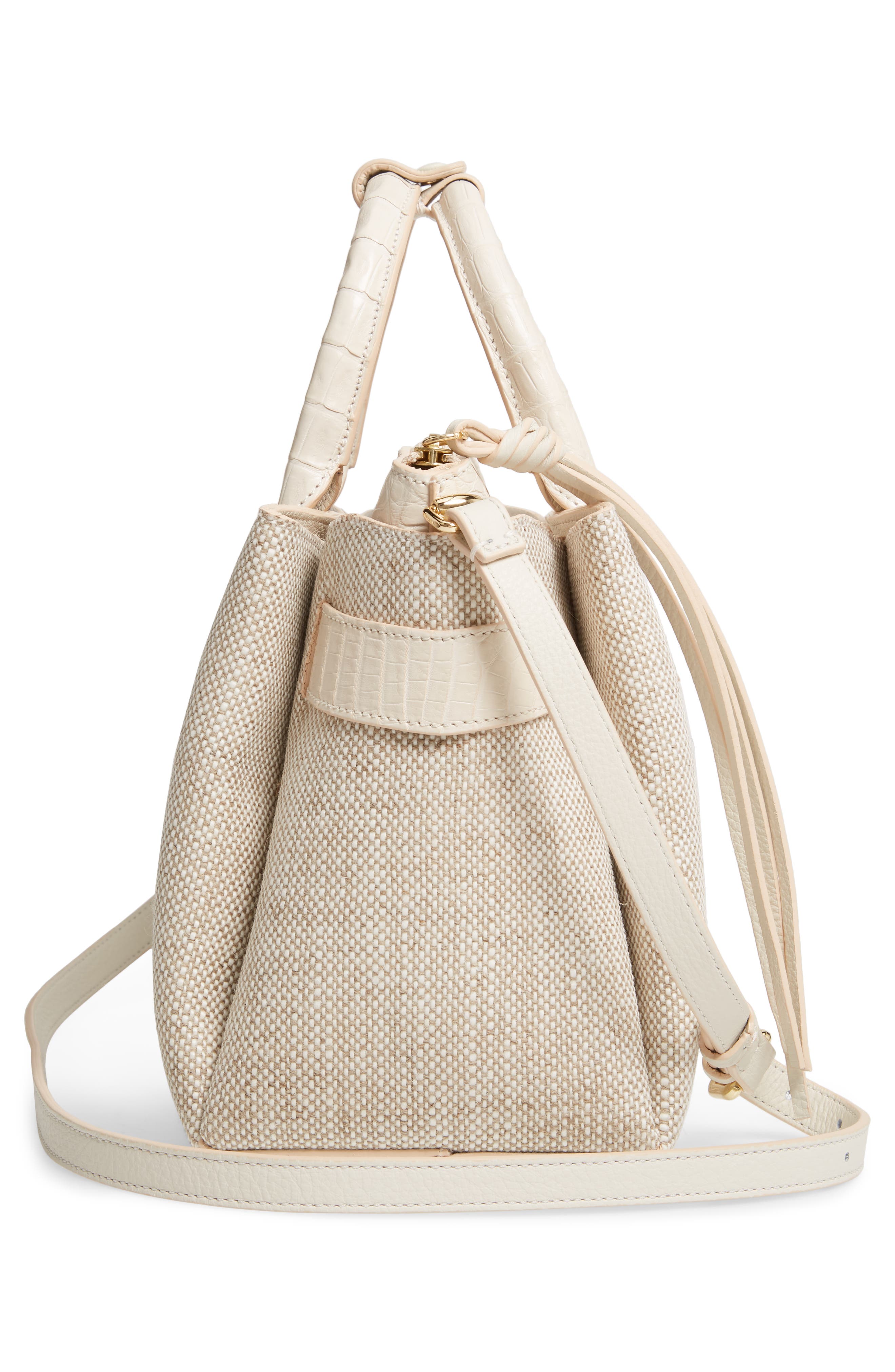 Nancy Gonzalez Medium Cristie Linen & Genuine Crocodile Tote, Alternate, color, 