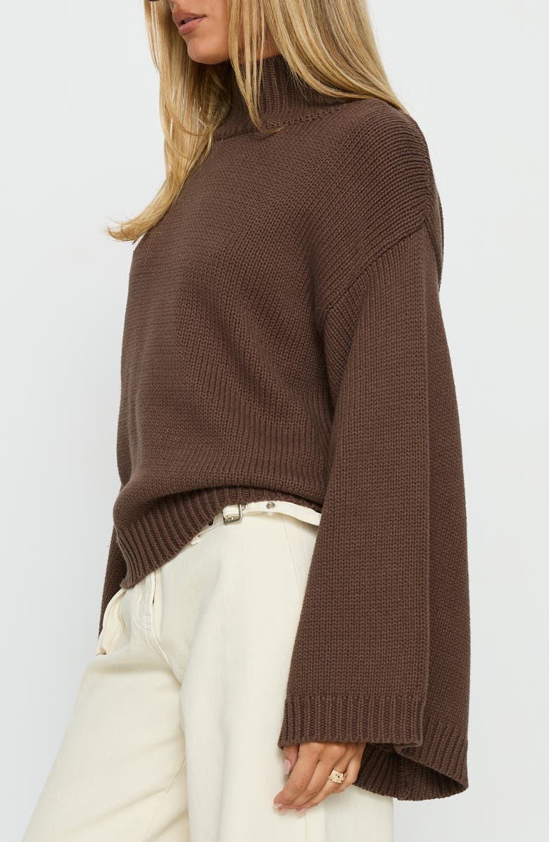 Princess Polly Neriel Turtleneck Sweater, Alternate, color, Chocolate