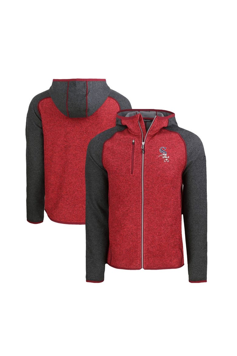 Men's Cutter & Buck  Heather Red/Heather Charcoal Chicago White Sox Stars & Stripes Mainsail Sweater-Knit Full-Zip Hoodie, Main, color, Heather Red
