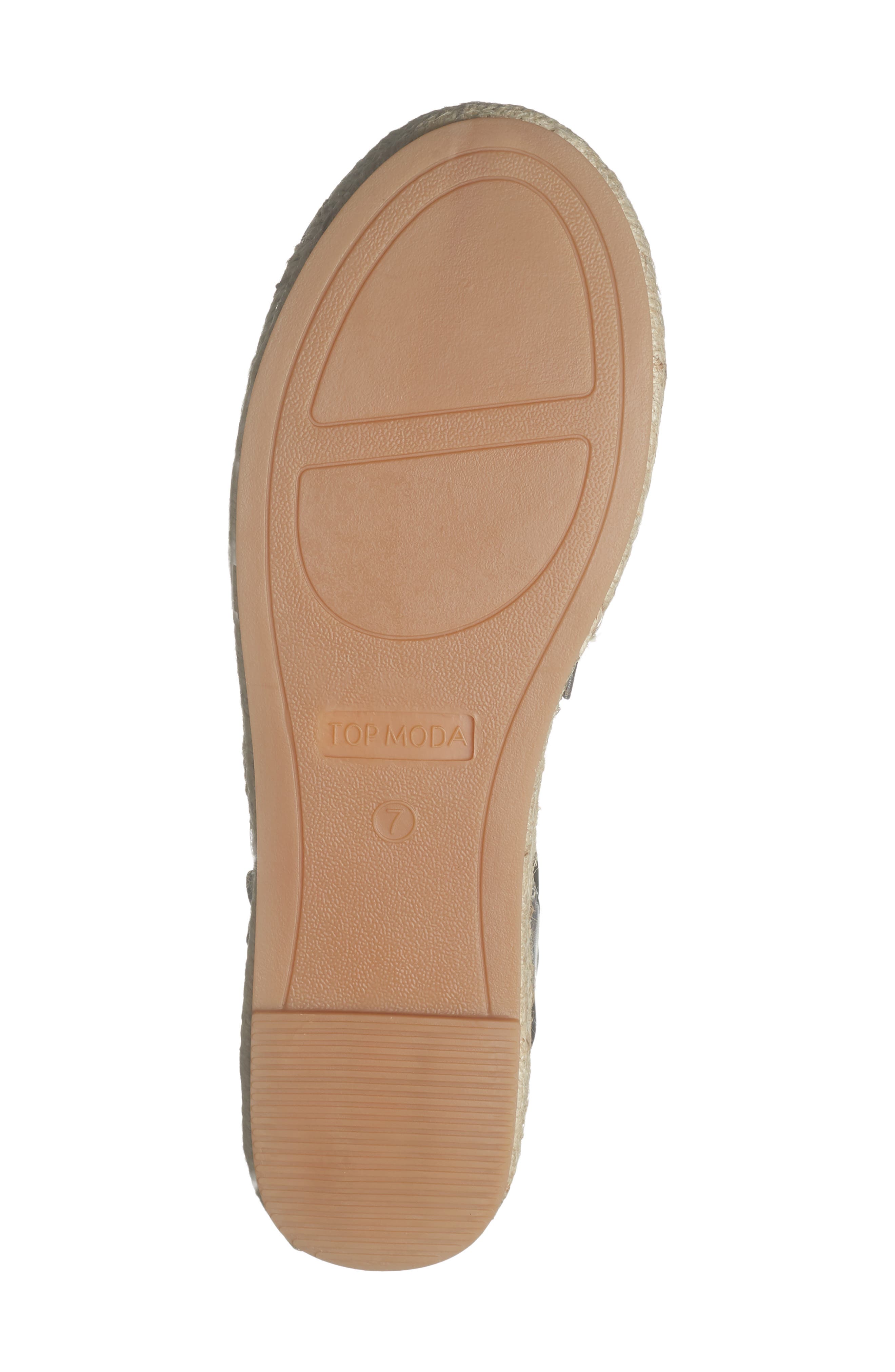 TOP MODA Chrom Floral Embroidered Ankle Strap Flat, Alternate, color, Black Pu