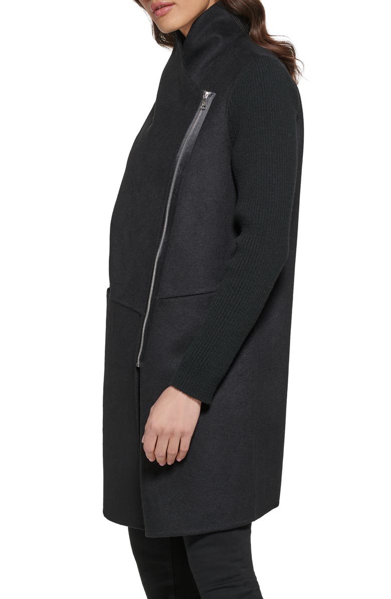 Kenneth Cole New York Double Face Wool Blend Coat, Alternate, color, Black