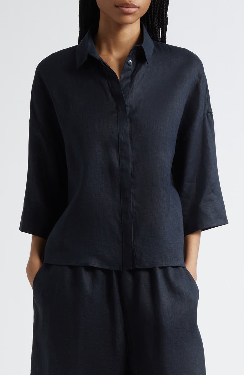MM by Max Mara Mirano Linen Blouse, Main, color, Black