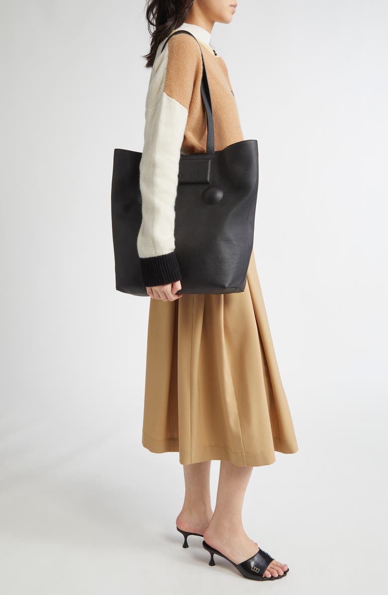 Marni Medium Trunkaroo Leather Shopper, Alternate, color,