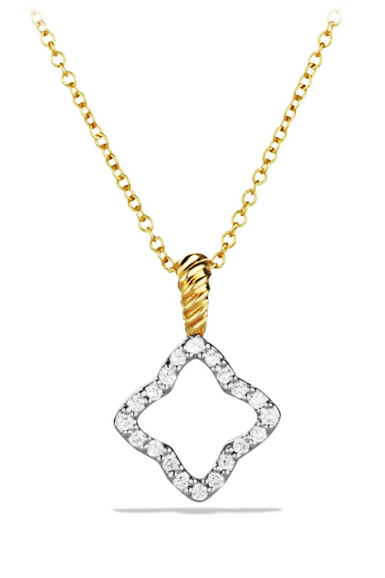 Cable Collectibles Quatrefoil Pendant with Diamonds in Gold on Chain, Main, color, DIAMOND