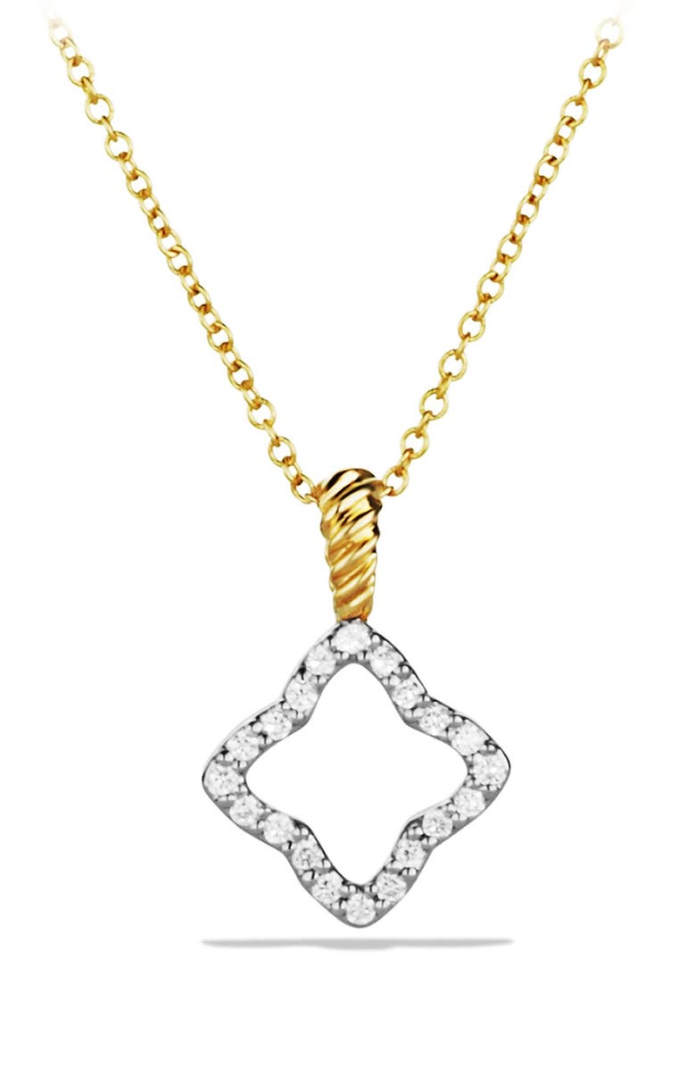 David Yurman Cable Collectibles Quatrefoil Pendant with Diamonds in Gold on Chain, Main, color, Diamond