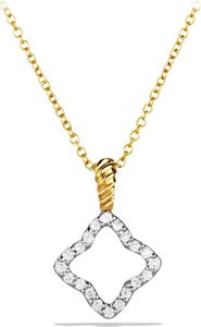 David Yurman Cable Collectibles Quatrefoil Pendant with Diamonds in Gold on Chain