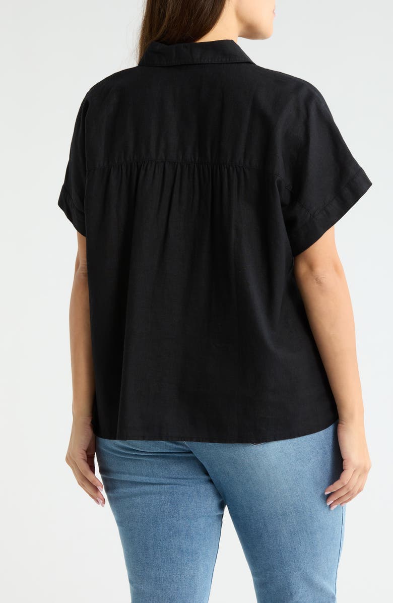 Caslon<sup>®</sup> Linen Blend Button-Up Shirt, Alternate, color, Black