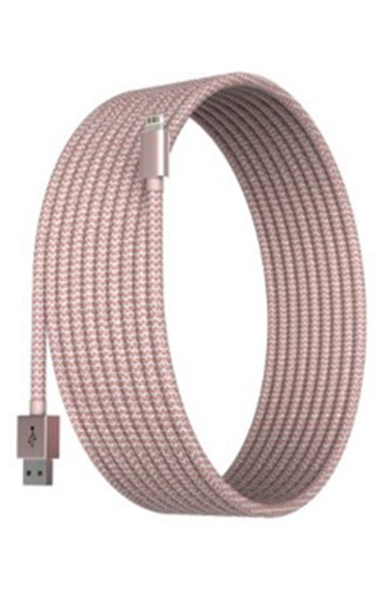 The Posh Tech POSH TECH MFI Certified Rose Gold Braided Lightning to USB Charge & Sync Cable for iPhone - 6ft., Alternate, color, Rose Gold With White