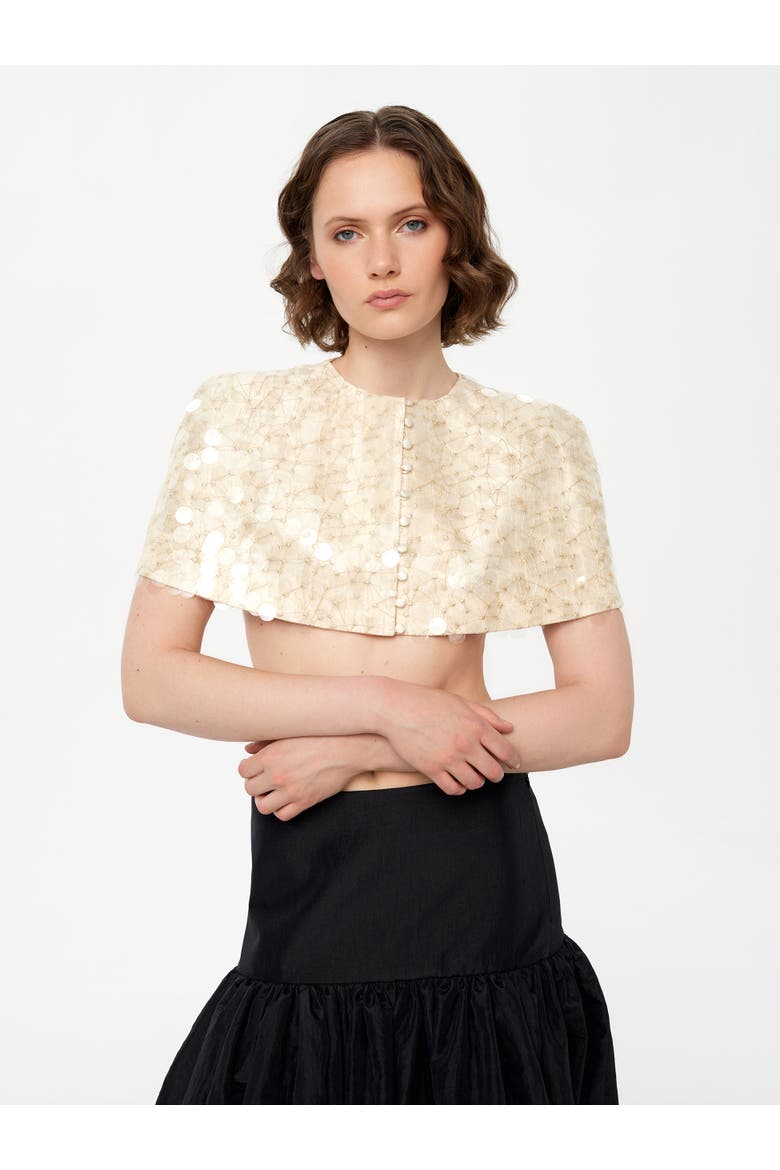 Embelished Mini Cape, Main, color, Starlight White
