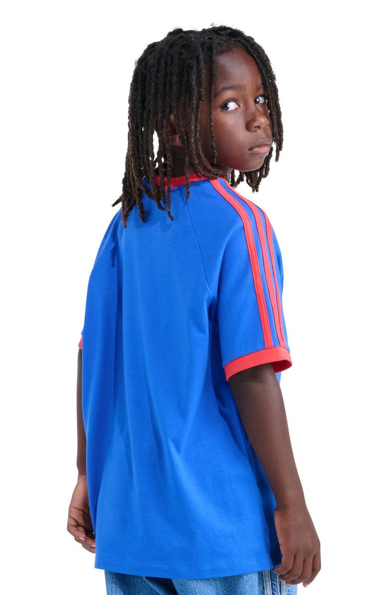 adidas Originals Kids' 3-Stripes Ringer T-Shirt, Alternate, color, Bright Blue