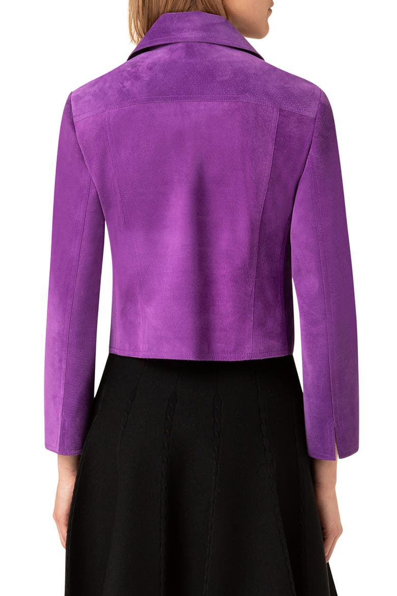 Suede Biker Jacket, Alternate, color, PURPLE