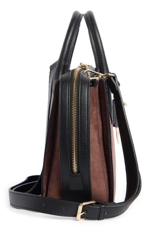 Steve Madden Foster Mixed Media Satchel In Brown