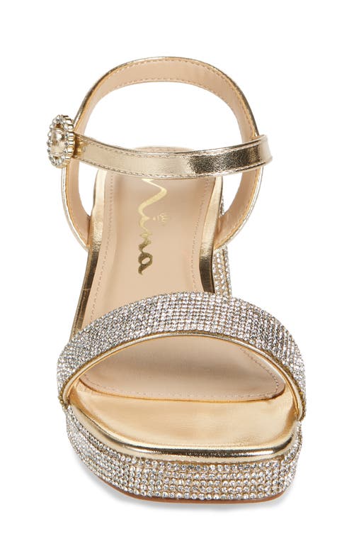 Nina Kids' Marysol Ankle Strap Platform Sandal In Light Gold Metallic Stones