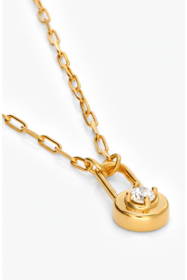 Lock & Luna Charm with Round Cut Moissanite, Alternate, color, Gold Vermeil