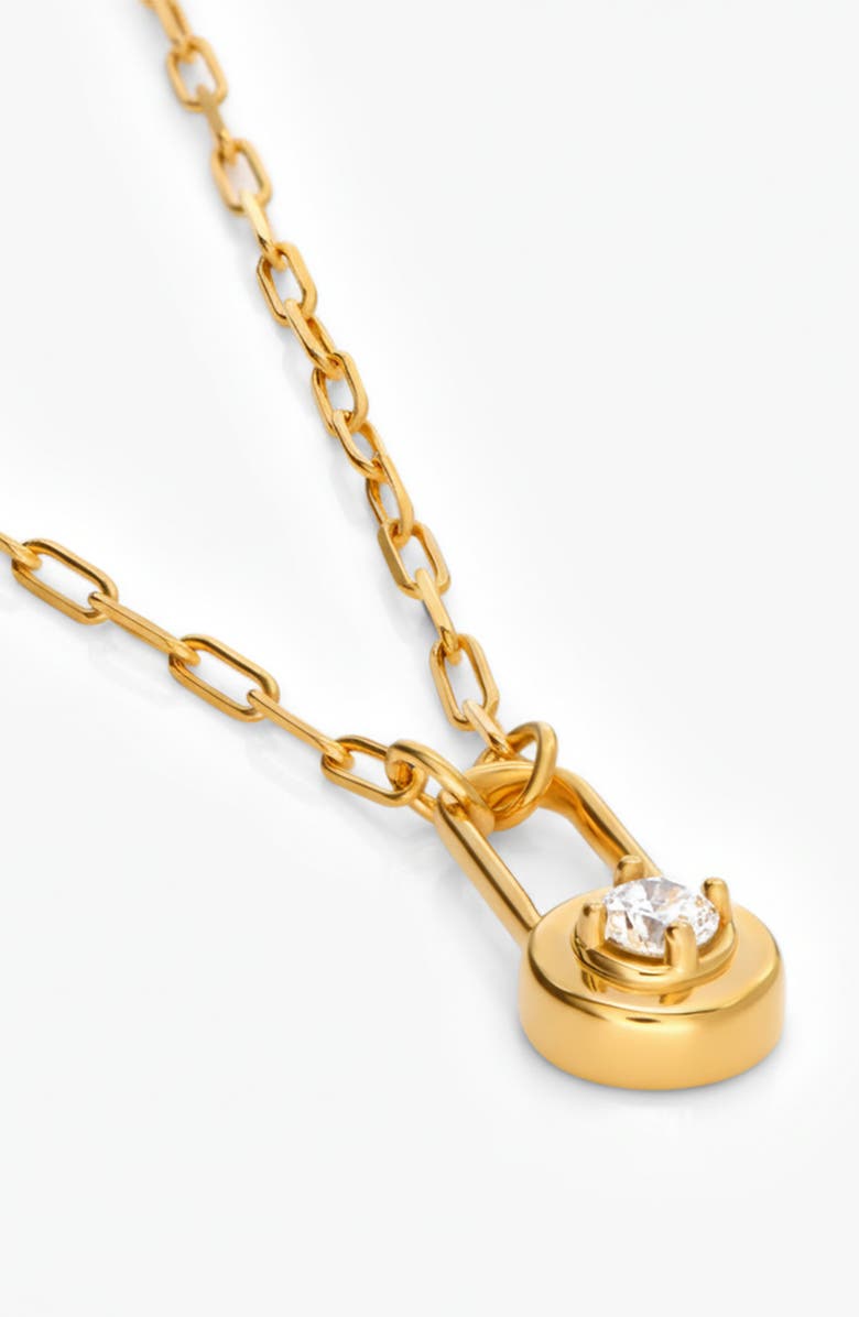 Oak & Luna Lock & Luna Charm with Round Cut Moissanite, Alternate, color, Gold Vermeil