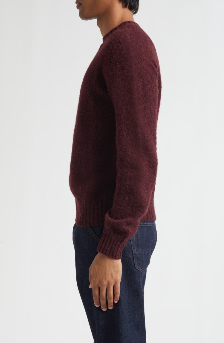 Drake's Brushed Shetland Lambswool Crewneck Sweater, Alternate, color, Burgundy