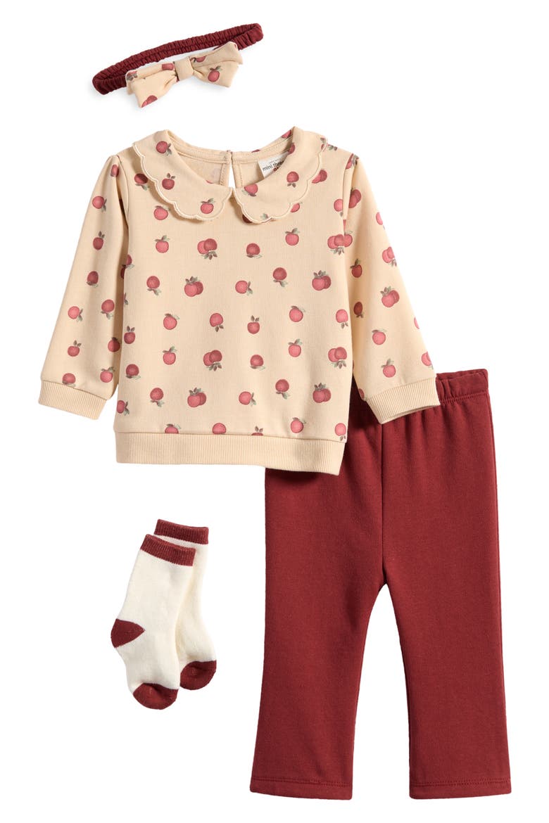Top, Pants, Headband & Socks Set, Main, color, APPLES
