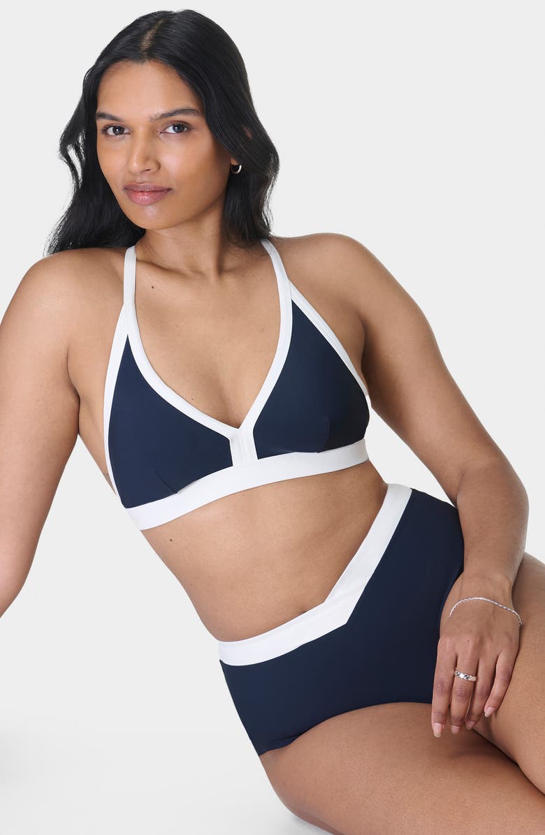 Sweaty Betty Core Racerback Bikini Top, Alternate, color, Navyblue Lilywhite