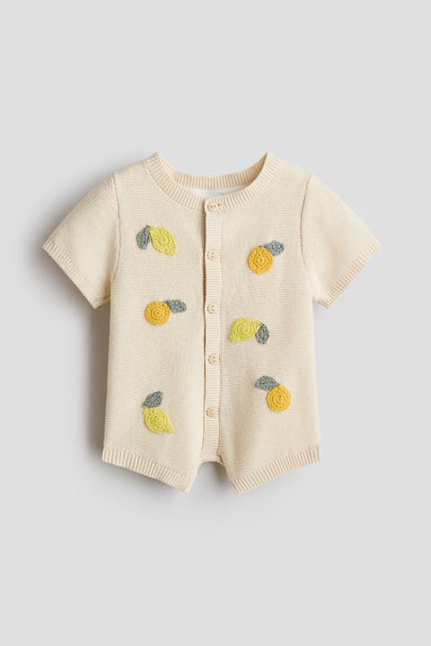 Embroidery-detail Cotton Romper Suit