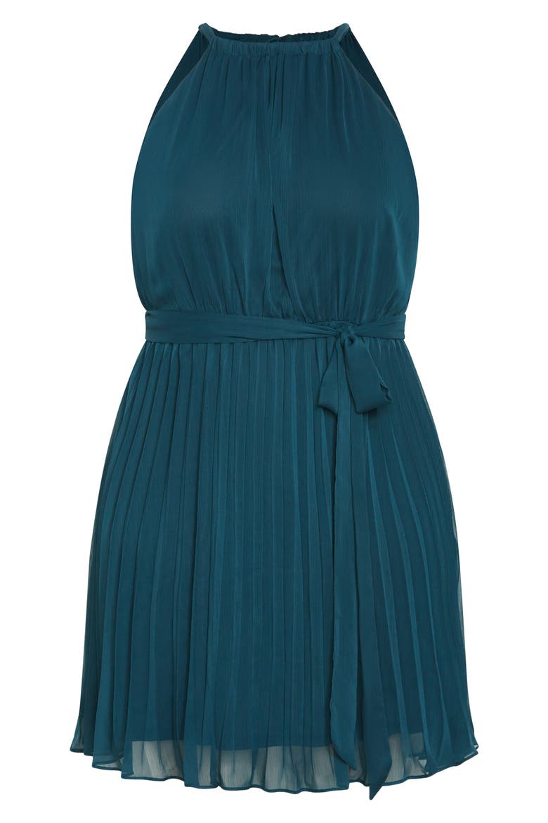 Luna Pleated Dress, Alternate, color, TEAL