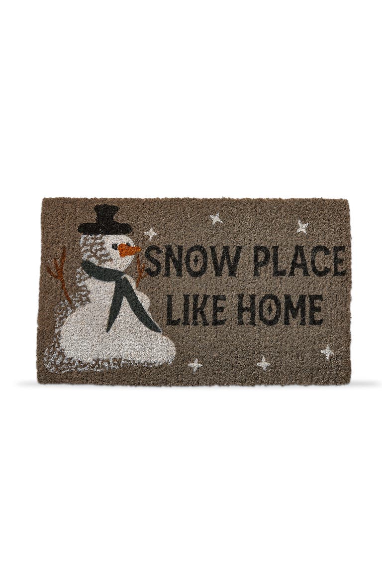 Snow Place Like Home Snowman Coir Door Mat Grey Indoor Outdoor, Main, color, Grey