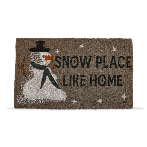 Snow Place Like Home Snowman Coir Door Mat Grey Indoor Outdoor
