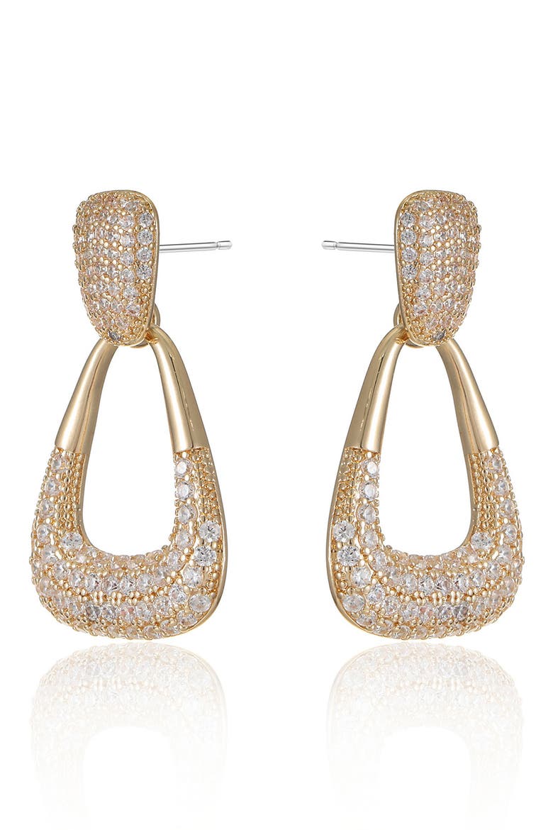 Sparkle Pavé Teardrop Earrings, Alternate, color, GOLD
