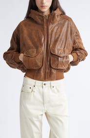 R13 Oversize Leather Bomber Jacket