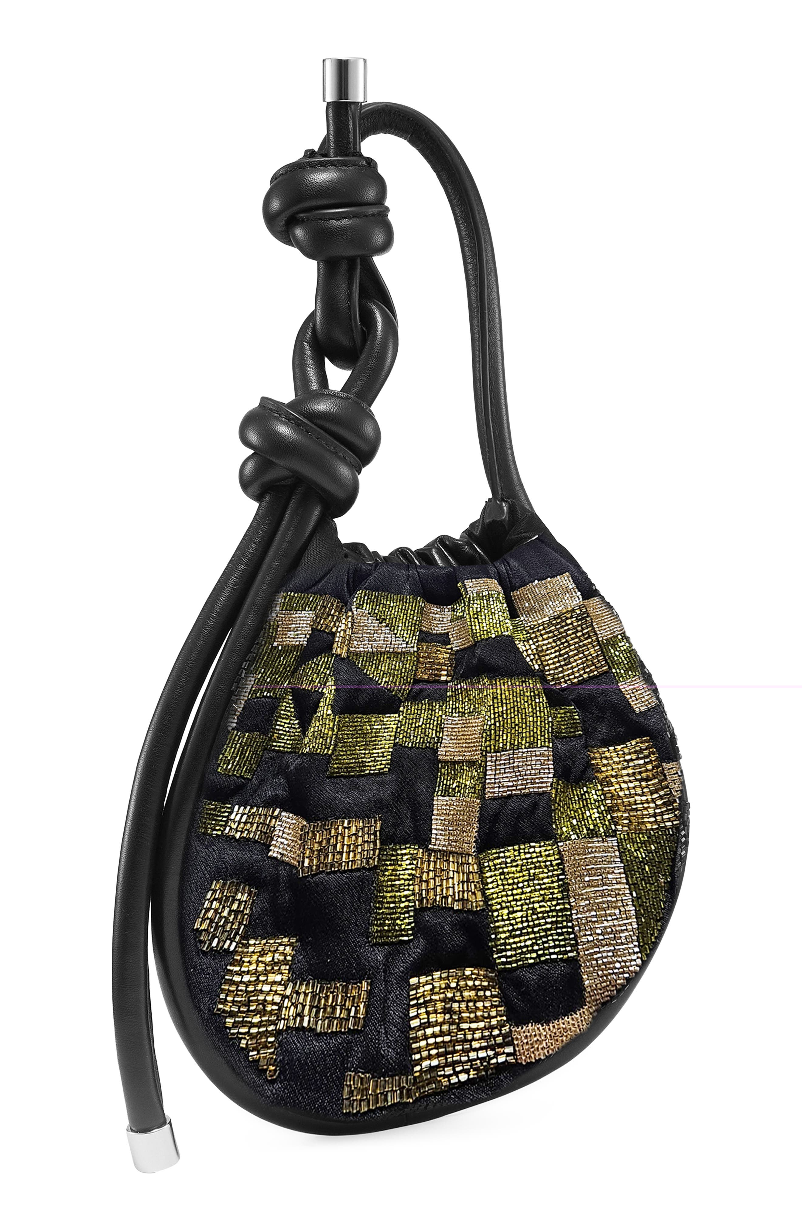 Ina Mini Potli Wave Quilt Bag, Alternate, color, BLACK/ GOLD MULTI