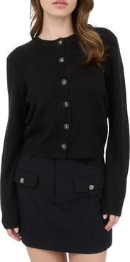 Blu Pepper Ribbon Button Crop Cardigan