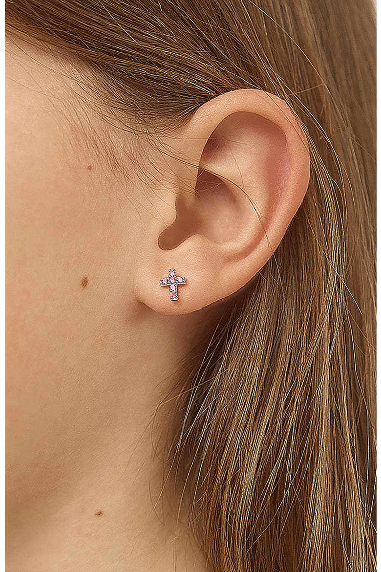 The Cross Earrings, Alternate, color, Pink