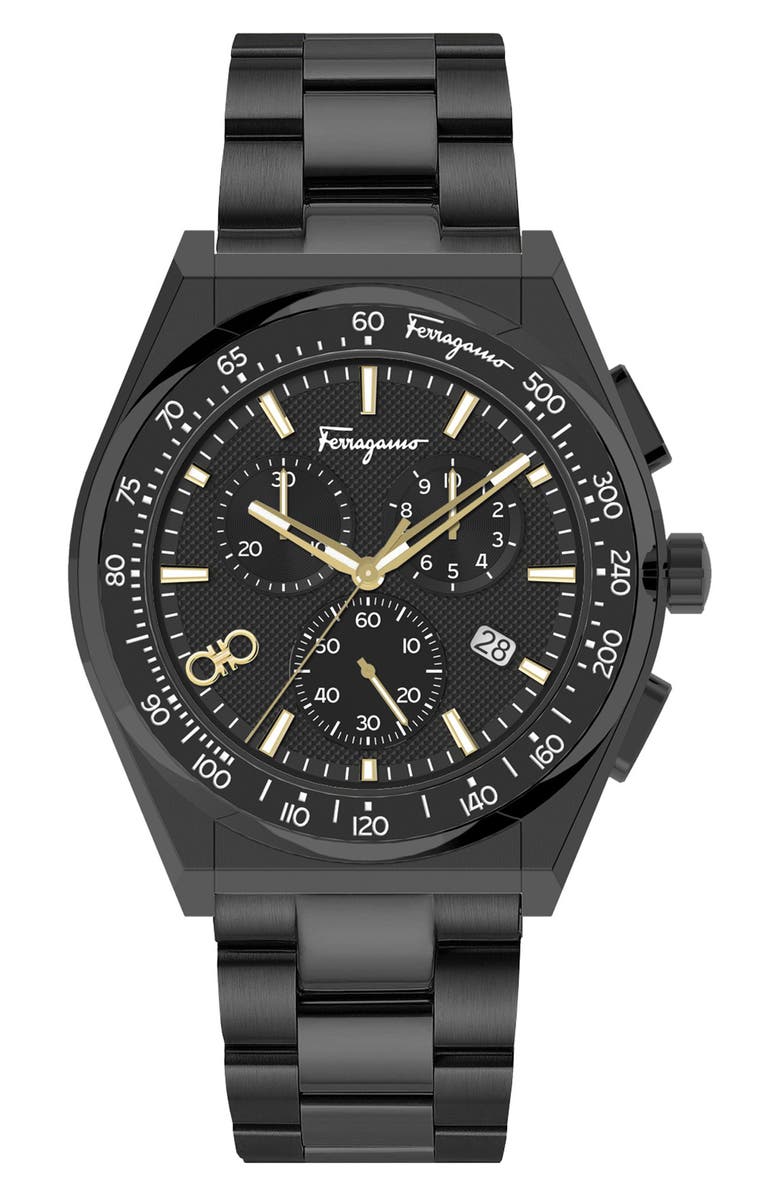 FERRAGAMO Salvatore Ferragamo Men's 1898 Chronograph Sport IP Black ...