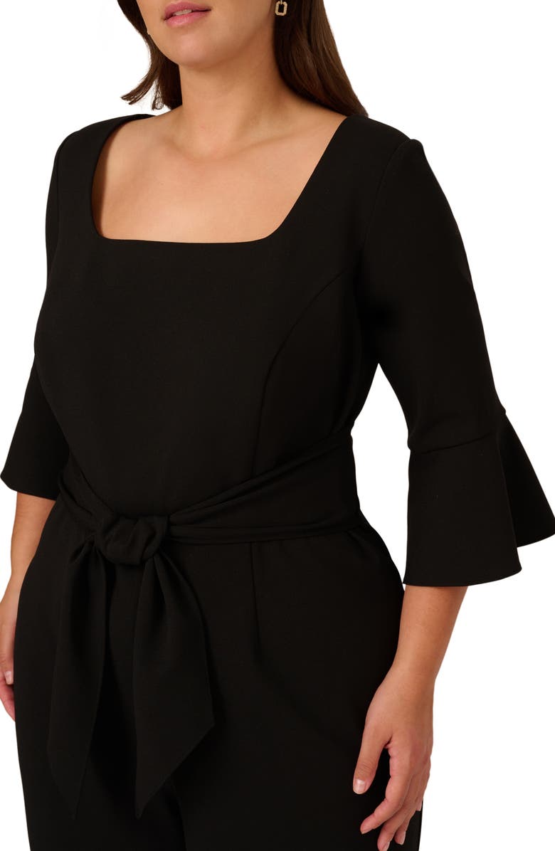 Adrianna Papell Tie Front Wide Leg Crepe Jumpsuit, Alternate, color,