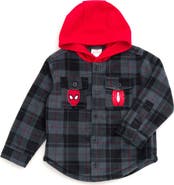 Marvel Spider-Man Fleece Hooded Shirt Jacket